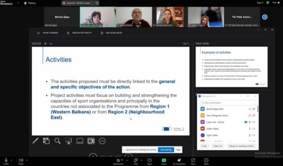 Održana online informativna sesija povodom Erasmus+ poziva za Izgradnju kapaciteta u oblasti sporta